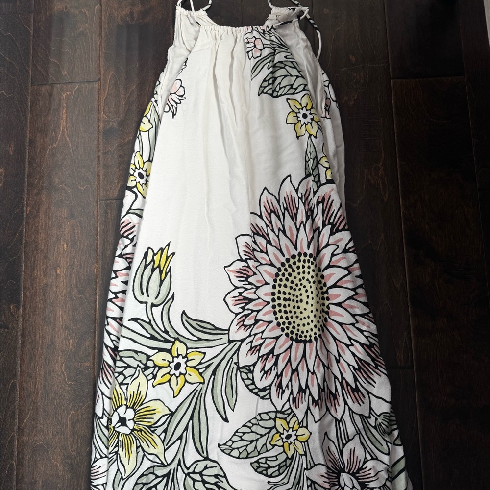 LOFT Floral Dress with Pink and Yellow Details